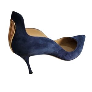Sergio Rossi Scarpe Donna Pump Suede EU 37.5 US 7 Genuine Leather Designer Italy